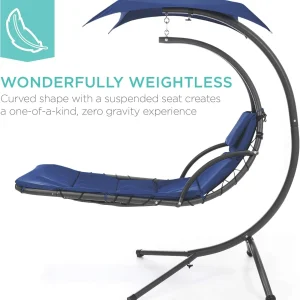 Best Choice Products Outdoor Hanging Steel Chaise Lounge Chair With Canopy, Charcoal Gray - SKY5871