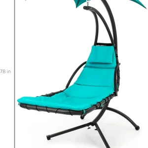 Best Choice Products Outdoor Hanging Steel Chaise Lounge Chair With Canopy, Charcoal Gray - SKY5871