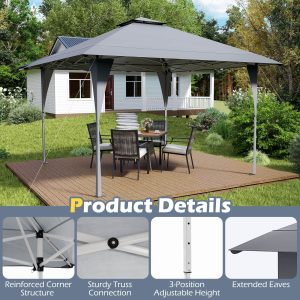 Costway Pop-Up Gazebo Outdoor Canopy Tent, 13 x 13 ft, Gray