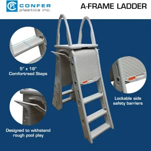 Confer Plastics Above Ground Pool Roll-Guard Safety Ladder, Adjustable - 7200