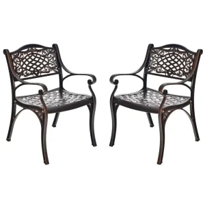 All-Weather Cast Aluminum Outdoor Dining Chairs, Set Of 2 - 23 in x 22 in x 32.5 in