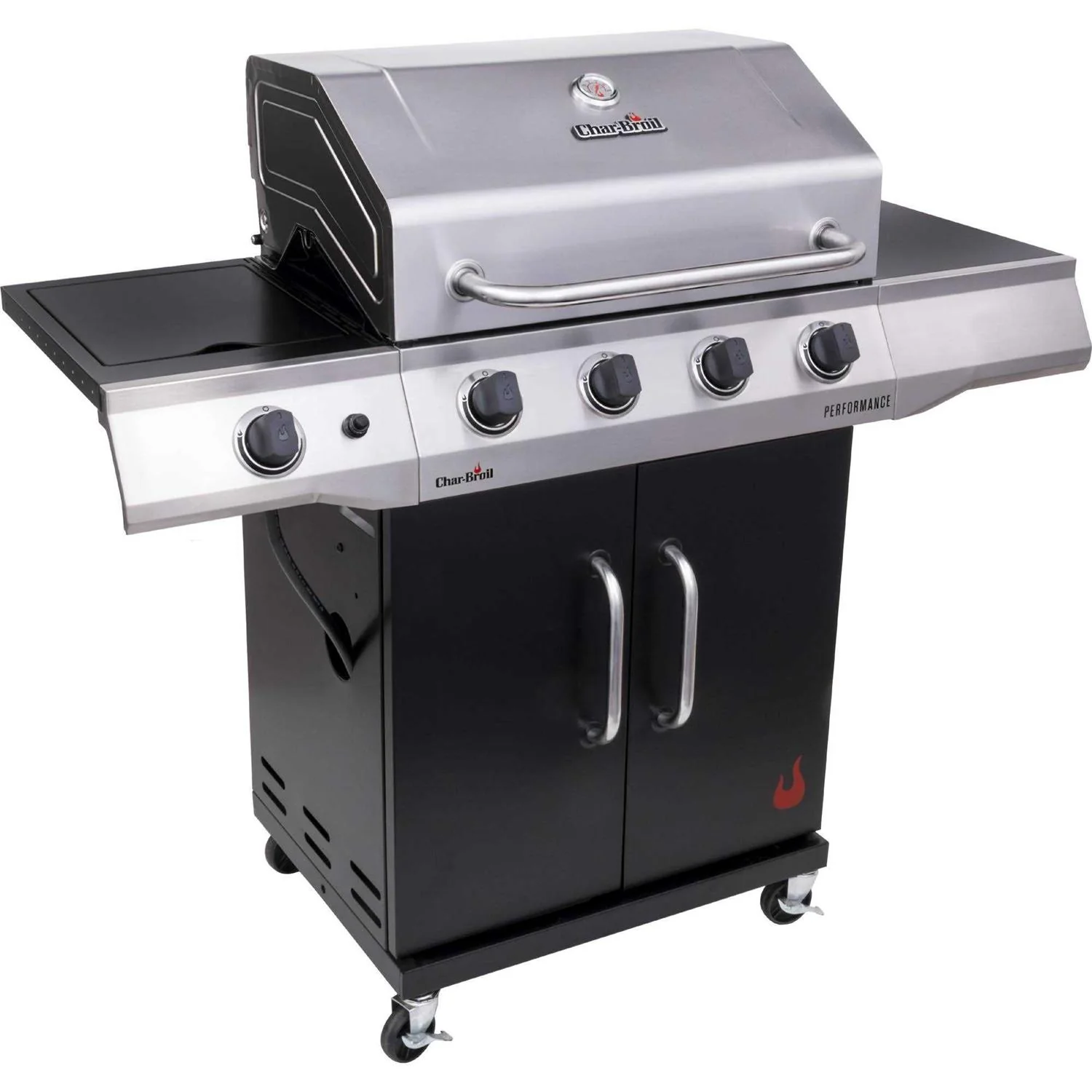 Char-Broil 4 Burner Propane Gas Grill With Cabinet, Silver/Black - 463353021