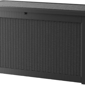 TARKARI 320 Gallon Lockable Resin Deck Box, Black