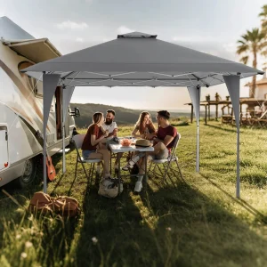 Costway Pop-Up Gazebo Outdoor Canopy Tent, 13 x 13 ft, Gray