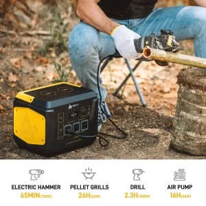 AlphaESS Portable Power Station 1036Wh, 1000W AC Output, 2000W Peak - AP1000