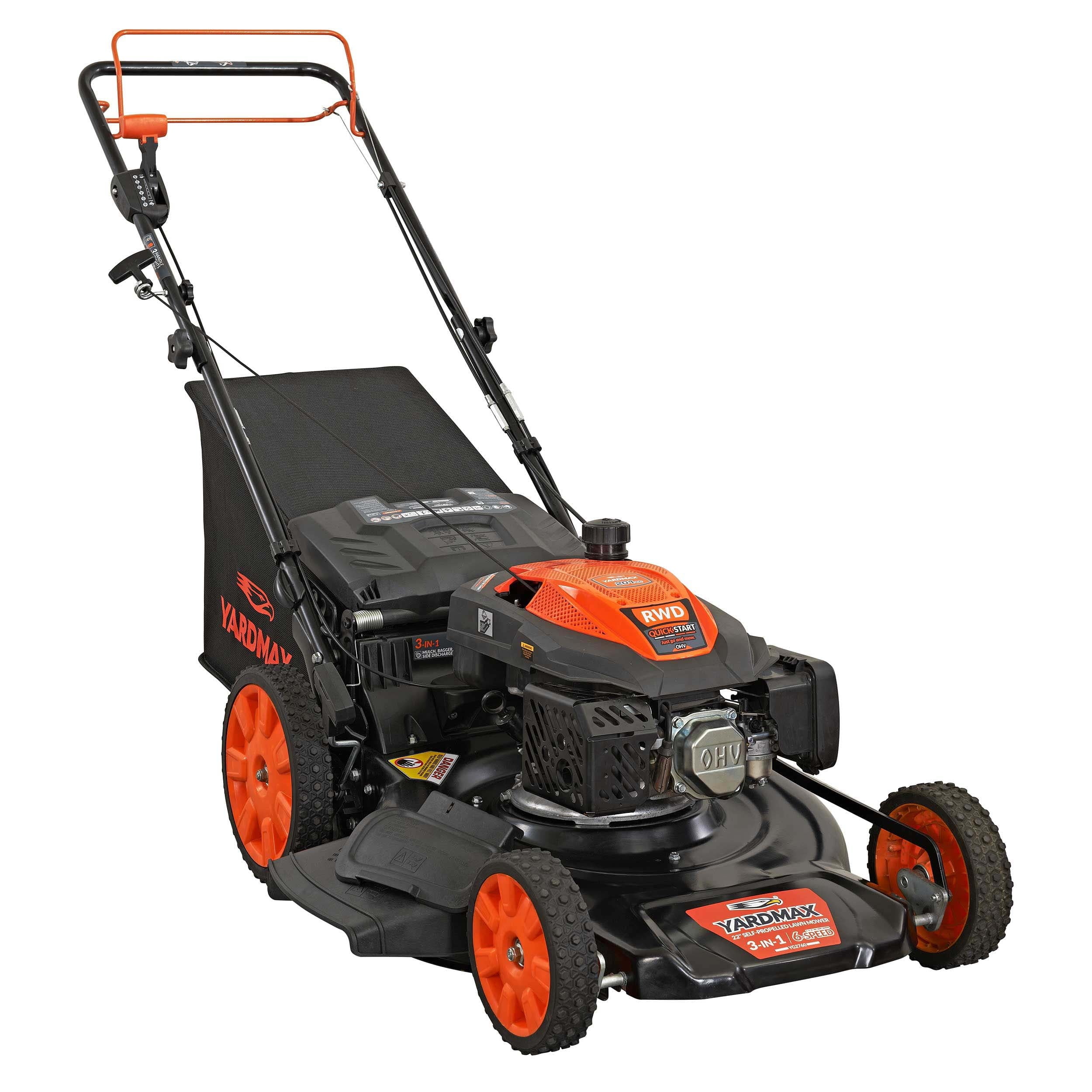 YARDMAX 22 in 201cc 6-Speed CVT RWD 3-in-1 Self-Propelled Gas Lawn Mower - YG2760