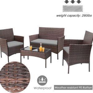 4-Piece Patio Rattan Wicker Furniture Set - T-LCRF834M18