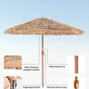 Thatched Tiki Patio Umbrella 9 ft