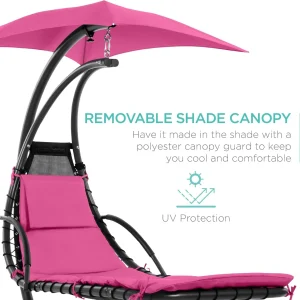 Best Choice Products Outdoor Hanging Steel Chaise Lounge Chair With Canopy, Charcoal Gray - SKY5871