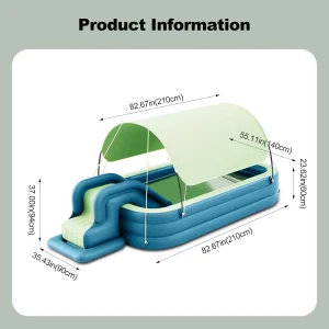 Ergocar Inflatable Swimming Pool With Water Slide And Awning - 2.1 Meters, Three Layers