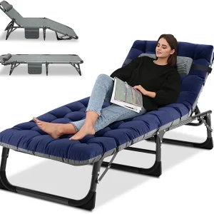 Slsy 5-Position Adjustable Folding Lounge Chair And Cot - 75.2" x 25.6" x 11.8"