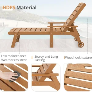 LUE BONA Outdoor Chaise Lounge Chairs Set Of 2, HDPS, 5-Position Adjustable