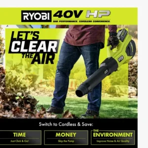 RYOBI 40V HP Brushless Cordless Leaf Blower, 730 CFM, 190 MPH, 2x 4.0 Ah Batteries And Charger