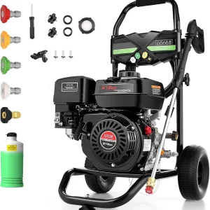 Gas Pressure Washer 4200 PSI 4.0 GPM, 212CC Engine, 5 Nozzles, 25ft Hose, 0.5Gal Soap Tank - 20FT x 1/4 Black