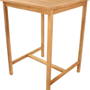 Sunnydaze Solid Teak Wood Square Patio Bar Table, 31.5in W x 31.5in D x 43.5in H
