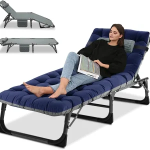 Slsy 5-Position Adjustable Folding Lounge Chair And Cot - 75.2" x 25.6" x 11.8"