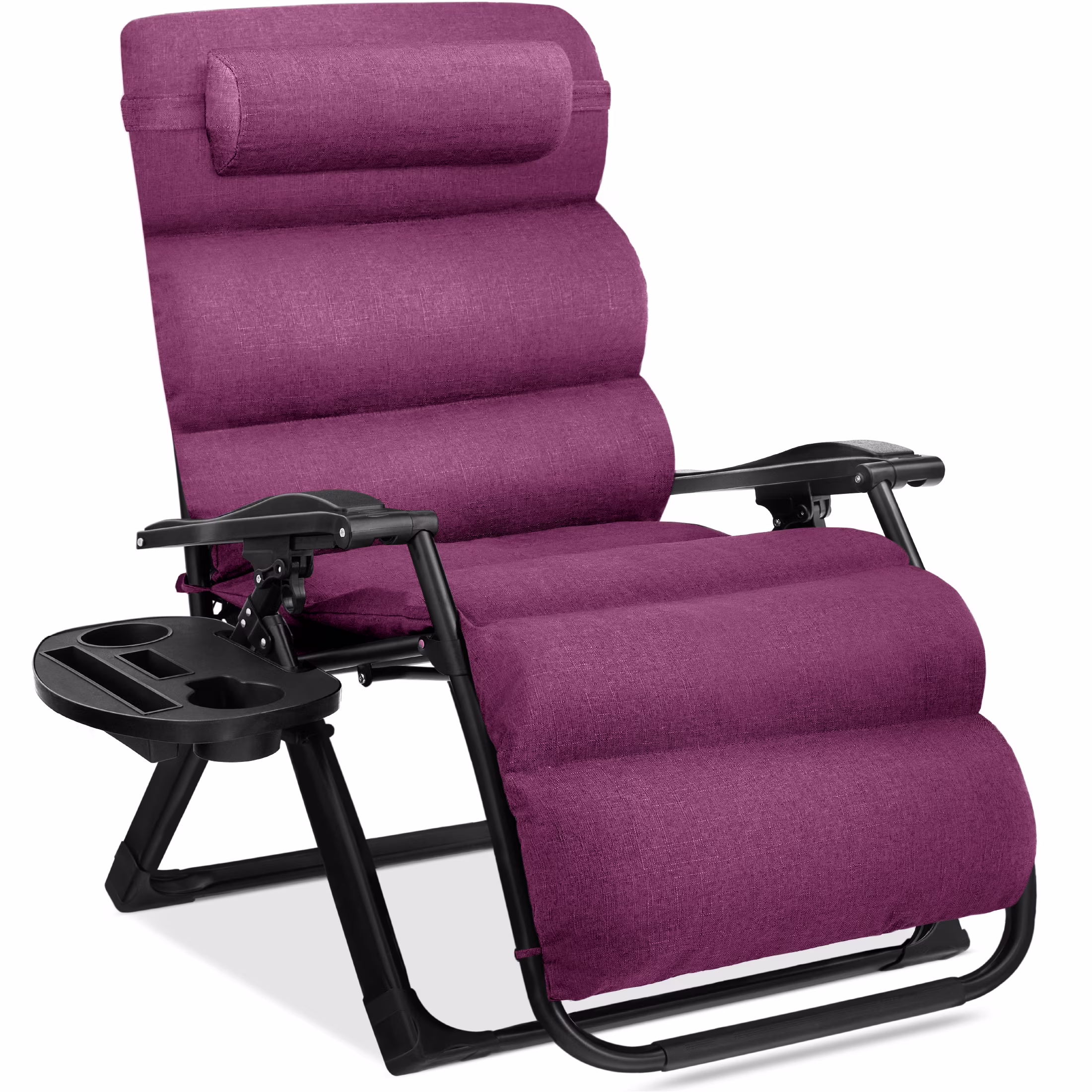 Best Choice Products Oversized Zero Gravity Folding Recliner With Removable Cushion And Side Tray - Fossil Gray