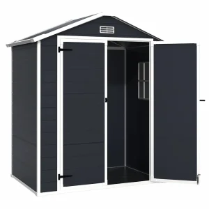 Seizeen Resin Outdoor Storage Shed With Floor, Light Gray, 82 in H