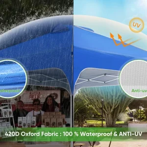 Quictent 10 x 10 ft Pop-Up Canopy Tent With Reflective Top, Fluorescent Rope And Vented Top