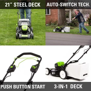 80V Cordless 21-Inch Self-Propelled Brushless Lawn Mower