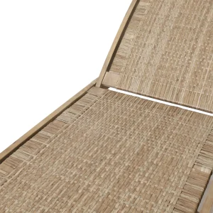 Outdoor Chaise Lounge, Single, Acacia Wood and Faux Rattan, Light Brown and Light Multibrown, 77.00 x 25.50 x 33.00 Inches - Shane