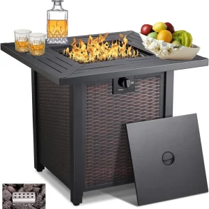 28-inch 50,000-watt Automatic Ignition Gas Fire Pit Table With 6.6-pound Stone Shelf - CSA-Certified