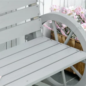 Outsunny Wooden Wagon Wheel Bench, 2-Person, Fir Wood, Carbonized, 41.5in L x 23.25in W x 29.5in H - 84B-183