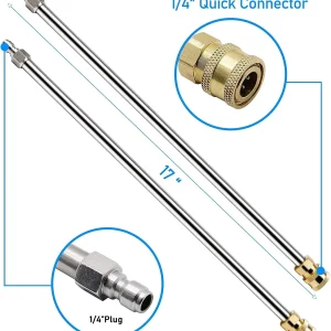 Twinkle Star 15 Inch Stainless Steel Pressure Washer Surface Cleaner With 2 Extension Wands And 2 Replacement Nozzles