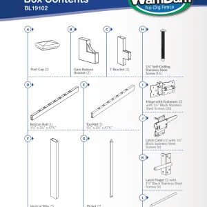 WamBam White Vinyl Picket Fence Panel Kit, 4ft H x 6ft W, 1 Panel + 1 Post - BL19101