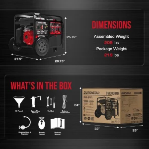 DuroStar Dual Fuel Portable Generator, 13,000-Watt, 500cc - DS13000MX