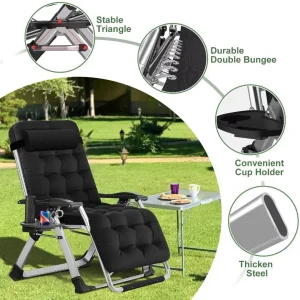 NAIZEA Zero Gravity Lawn Recliner Chairs, 2 Pack, Black
