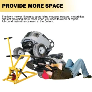 Lawn Mower Lift With Hydraulic Jack, 26 Inches, 500 LBS, Solid Steel - PHO_13L5VR2X2L