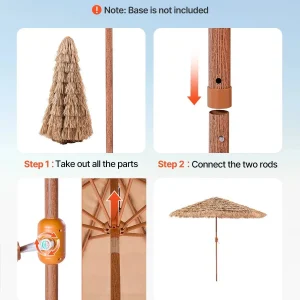 Thatched Tiki Patio Umbrella 9 ft