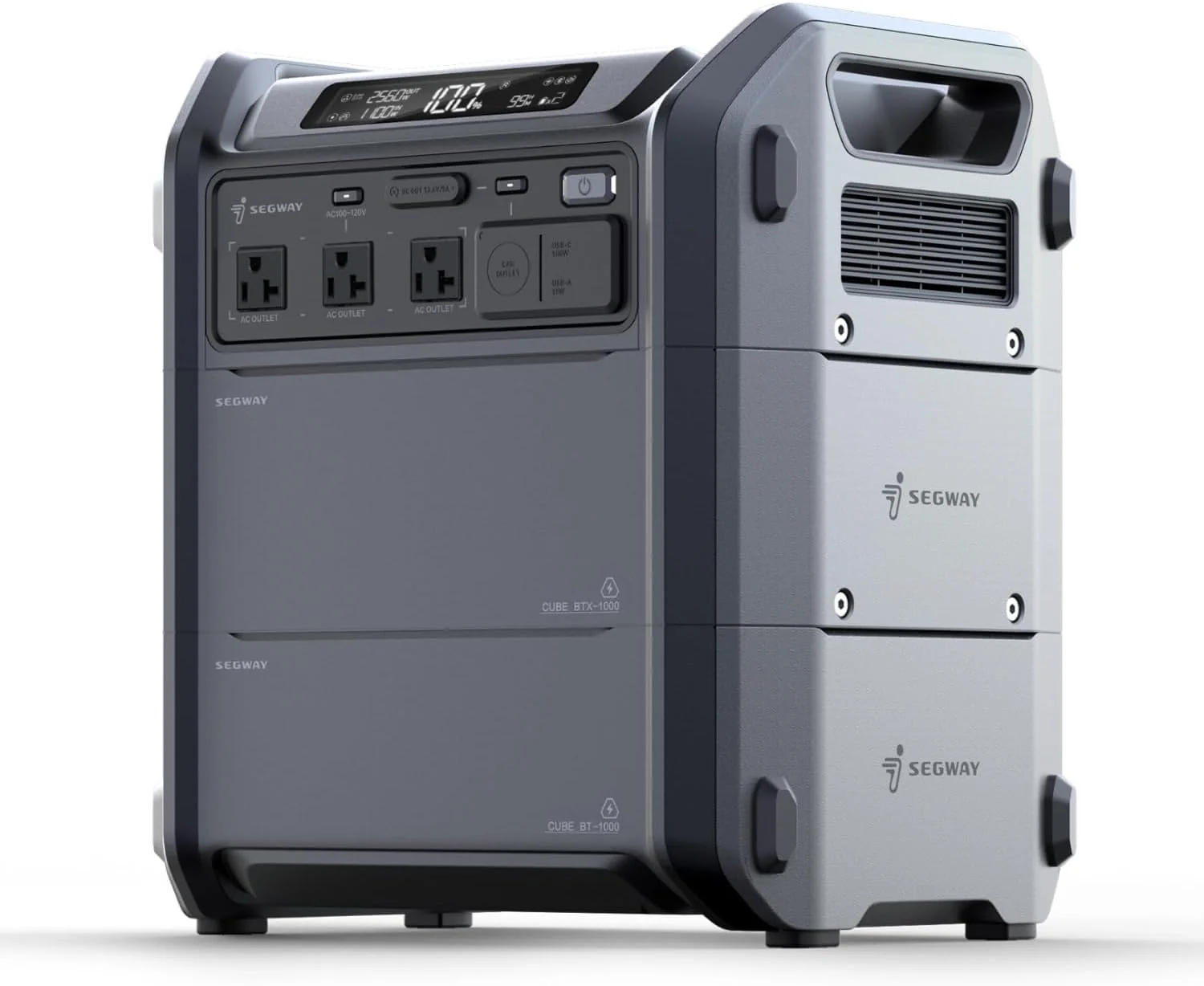 Segway Portable Power Station 2048Wh LiFePO4 Battery, 2200W, 3 AC Outlets - Cube 2000