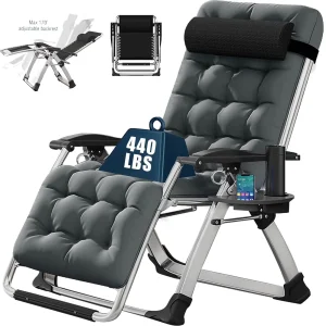 NAIZEA Zero Gravity Lawn Recliner Chairs, 2 Pack, Black