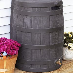 50-Gallon Outdoor Plastic Rain Barrel