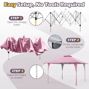 Costway Pop-Up Gazebo Outdoor Canopy Tent, 13 x 13 ft, Gray