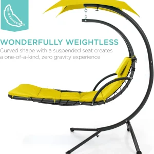 Best Choice Products Outdoor Hanging Steel Chaise Lounge Chair With Canopy, Charcoal Gray - SKY5871