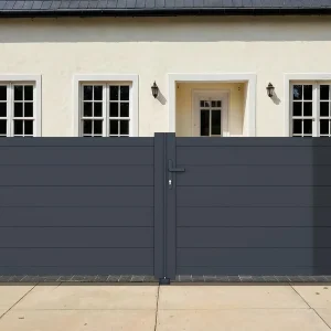 Casanoov Aluminum Swing Gate 392 cm x 161 cm Anthracite Gray RAL 7016 - KIT-000024