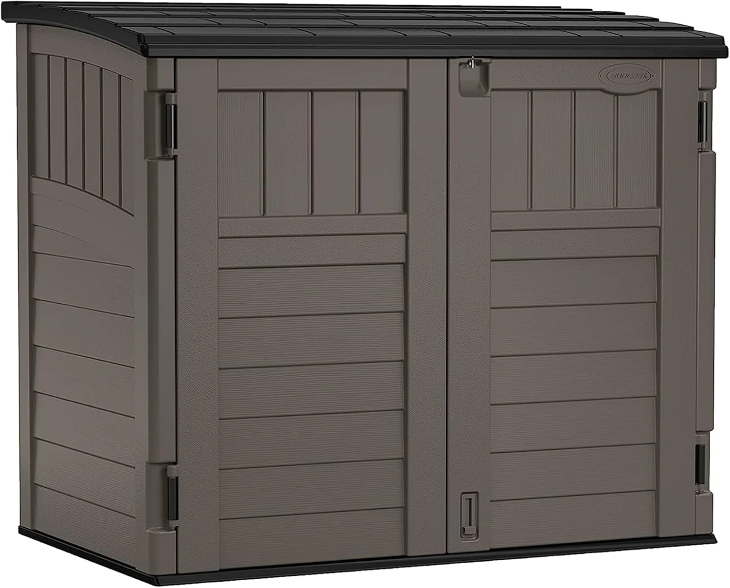 Suncast Horizontal Resin Storage Shed, 34 Cu Ft, Floor Included, Stoney Black