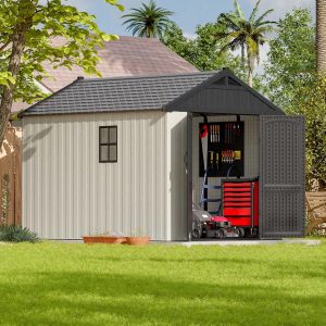Patiowell 6x4 FT Resin Outdoor Storage Shed With Floor - Light Gray