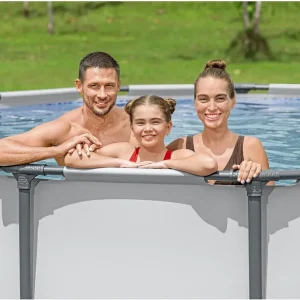 Steel Pro MAX 14 Foot x 48 Inch Round Steel Frame Above Ground Pool Set With 1,000 Filter Pump, Ladder And Cover - Gray
