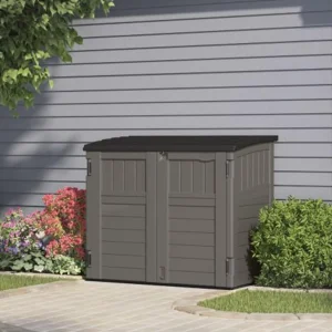 Suncast Horizontal Resin Storage Shed, 34 Cu Ft, Floor Included, Stoney Black