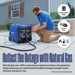 Westinghouse Tri-Fuel Portable Inverter Generator 8200 Peak Watt With Remote Electric Start - iGen8200TFc