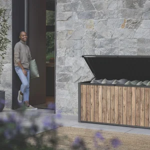 Keter 170 Gallon Durable Resin Outdoor Deck Box Storage, Pine