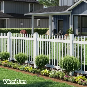 WamBam White Vinyl Picket Fence Panel Kit, 4ft H x 6ft W, 1 Panel + 1 Post - BL19101