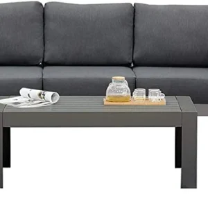 Superjoe Outdoor Patio Sofa 3 Seats Gray Aluminum With Dark Grey Cushions