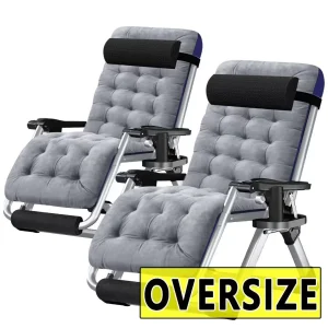 NAIZEA Zero Gravity Lawn Recliner Chairs, 2 Pack, Black