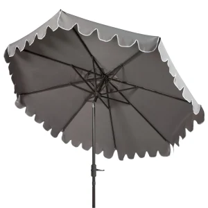 Safavieh Patio Umbrella 9' Crank Tilt Navy/White - Venice