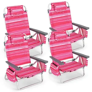 CraftPorch 4-Pack Folding Beach Chairs With 5-Position Recline